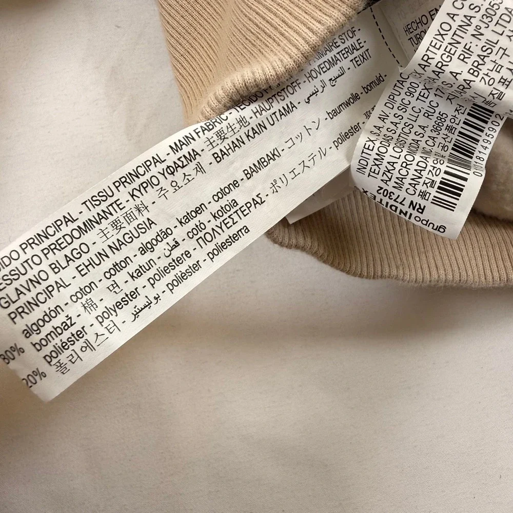 Zara Disney Classics Bambi Sweatshirt Tan Cropped Ribbed Waistband Women Small - Picture 7 of 8